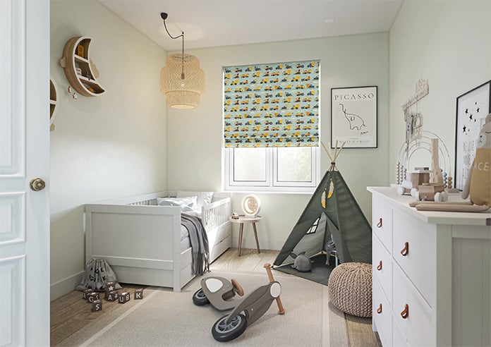 Construction Crew, Cement Grey - Motorised Roman Blind - Image 6